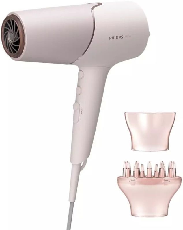 Фен Philips 5000 Series, 2300Вт, режимов-3, дифузор, иониз-я, хол. обдув, бело-розовый