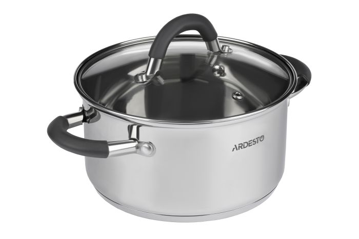 Каструля зі скляною кришкою Ardesto Gemini Salerno, 1.2л, нержавіюча сталь, силікон