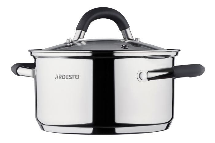 Каструля зі скляною кришкою Ardesto Gemini Salerno, 1.2л, нержавіюча сталь, силікон
