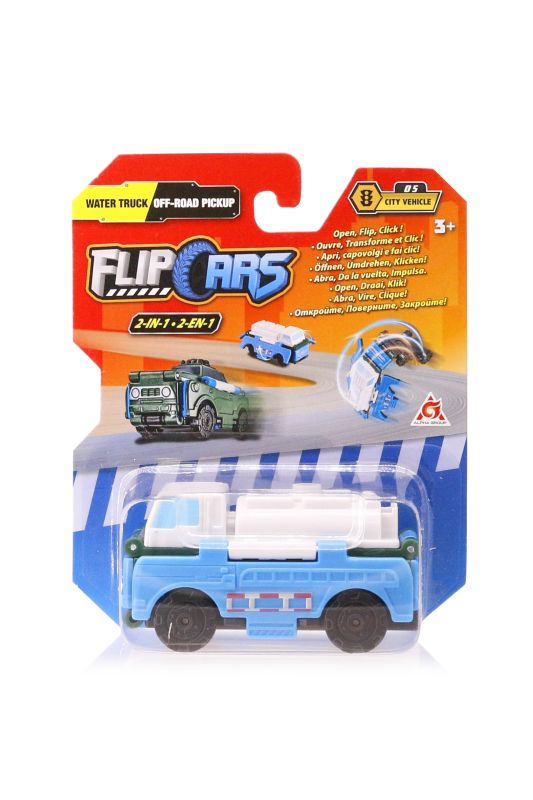 Машинка-трансформер Flip Cars 2 в 1 Городской транспорт, Водовоз и Внедорожный пикап