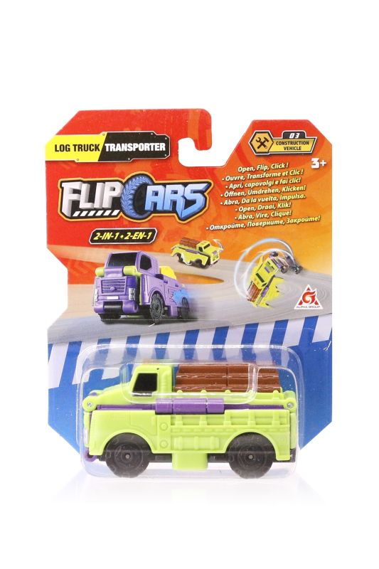 Машинка-трансформер Flip Cars 2 в 1 Строительный транспорт, Лесовоз и Транспортер