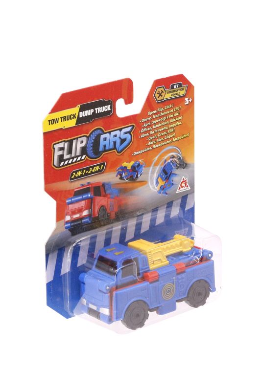 Машинка-трансформер Flip Cars 2 в 1 Строительный транспорт, Кран и Самосвал