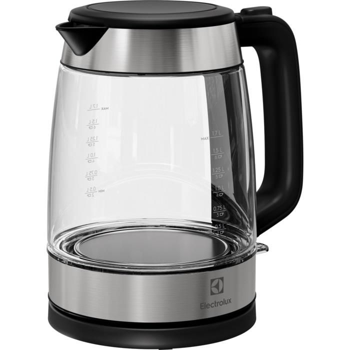 Електрочайник Electrolux 1.7л, Strix, скло, сріблясто-чорний