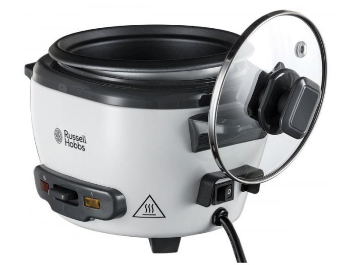 Рисоварка Russell Hobbs Medium, 300Вт, чаша-1.4л, механическое управл., съемная крышка, нерж. сталь, черно-белый