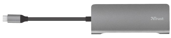 Хаб Trust Dalyx 7-IN-1 USB-С > 2xUSB-А 3.2/USB-С/HDMI/Ehernet/SD/microSD, Алюміній, 0.25м, Сірий