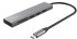 Хаб Trust Halyx USB-С > 3xUSB-А 3.2/SD/microSD, Алюміній, 0.15м, Сірий