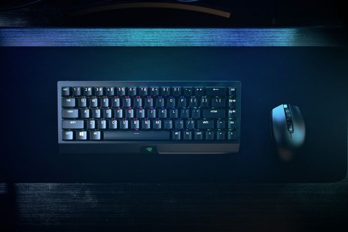 Клавиатура механическая Razer BlackWidow V3 Mini HyperSpeed 68key, Green Switch, USB-A/WL/BT, EN/RU, RGB, чёрный