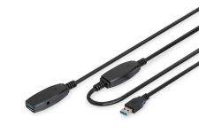 Подовжувач DIGITUS USB 3.0 Active Cable, A/M-A/F, 15м, чорний