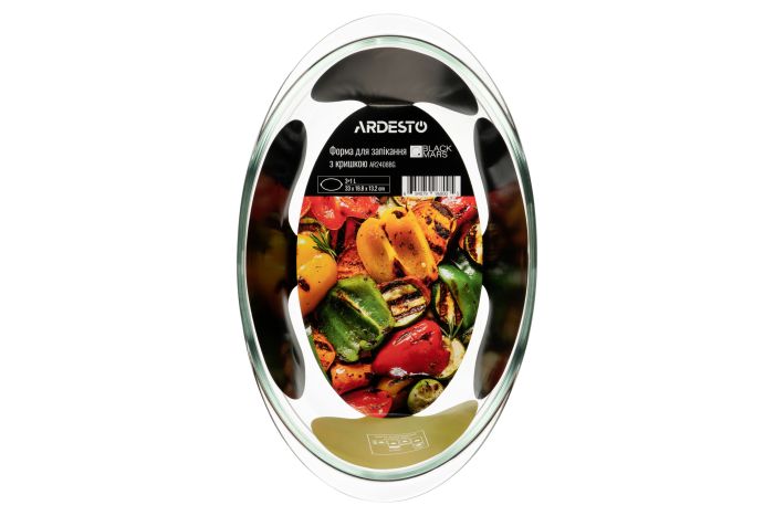 Форма для запікання з кришкою Ardesto Black Mars, 33х19.8х13.2см, боросилікатне скло, овальна, прозорий