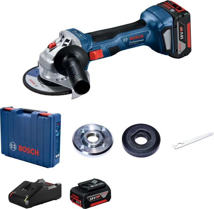Шліфмашина кутова акумуляторна Bosch Professional GWS 180 125мм 18В 1х4.0А·год 11000об/хв безщіткова 1.6кг