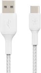 Кабель USB-A > USB-C заряджання/синхронізації Belkin 1м, 15Вт, Type-C, плетений, білий