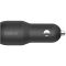 Зарядний пристрій автомобільний Belkin 24Вт 2хUSB-A, кабель USB-A > USB-C, 1м, чорний