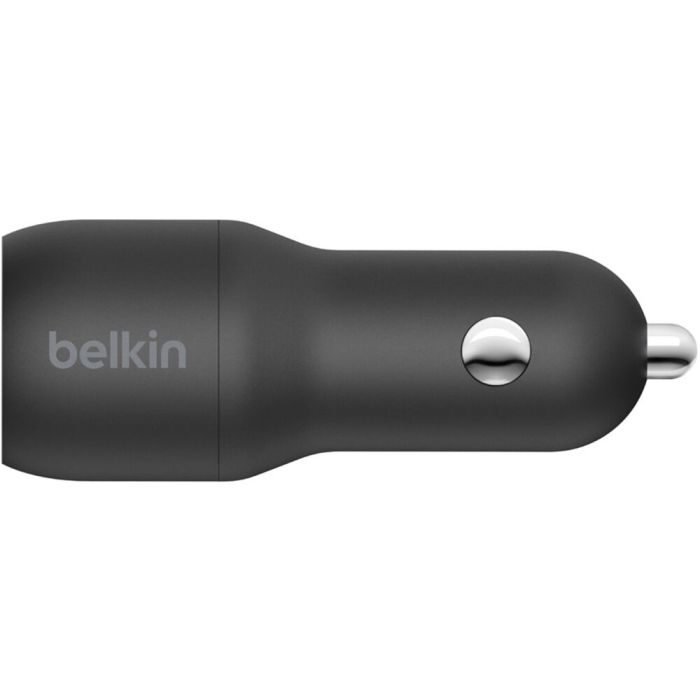 Зарядний пристрій автомобільний Belkin 24Вт 2хUSB-A, кабель USB-A > USB-C, 1м, чорний