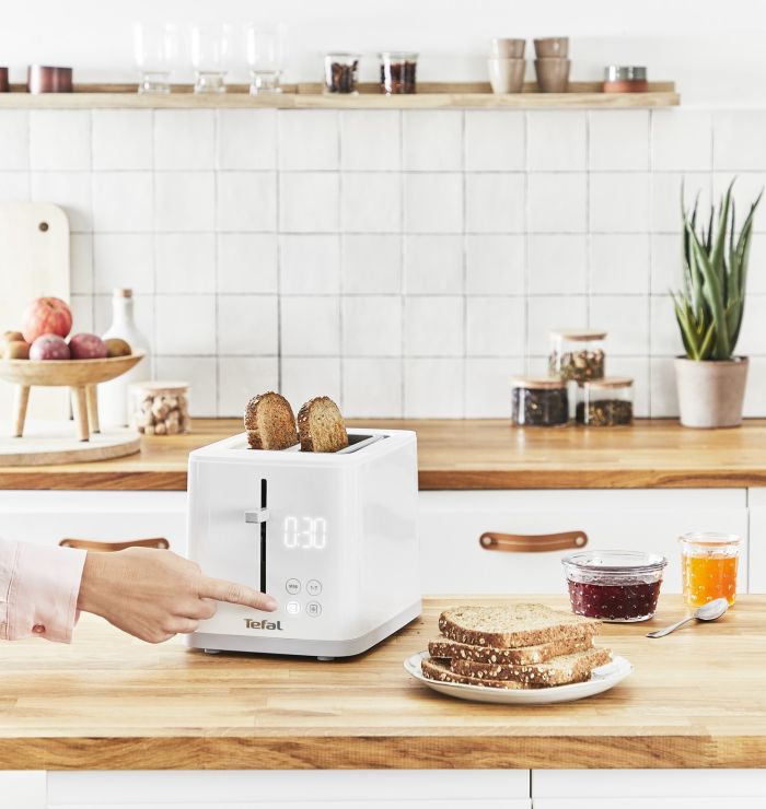 Тостер Tefal Sense 850Вт, LED дисплей, метал/пластик, білий