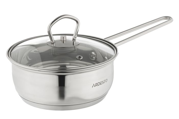 Ковш со стеклянной крышкой Ardesto Gemini Bari, 0.8л, нержавеющая сталь