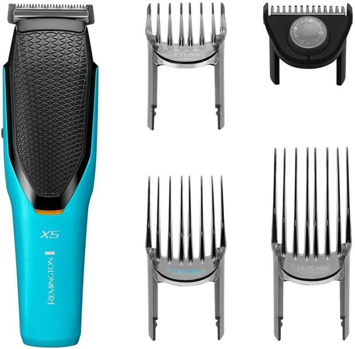 Машинка для стрижки  Remington Power X Series X5, сеть+акум., роторный мотор, насадок-4, сталь, черно-бирюзовый