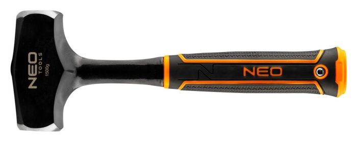 Молоток кувалда Neo Tools 1500г 28см монолитная стальная конструкция, рукоятка двухкомпонентная