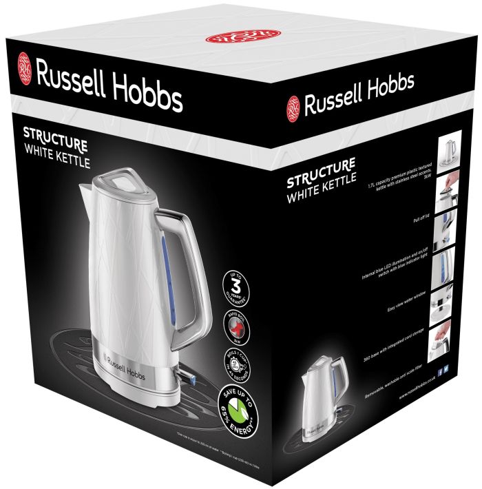 Электрочайник Russell Hobbs Structure, 1.7л, пластик, бело-серебристый