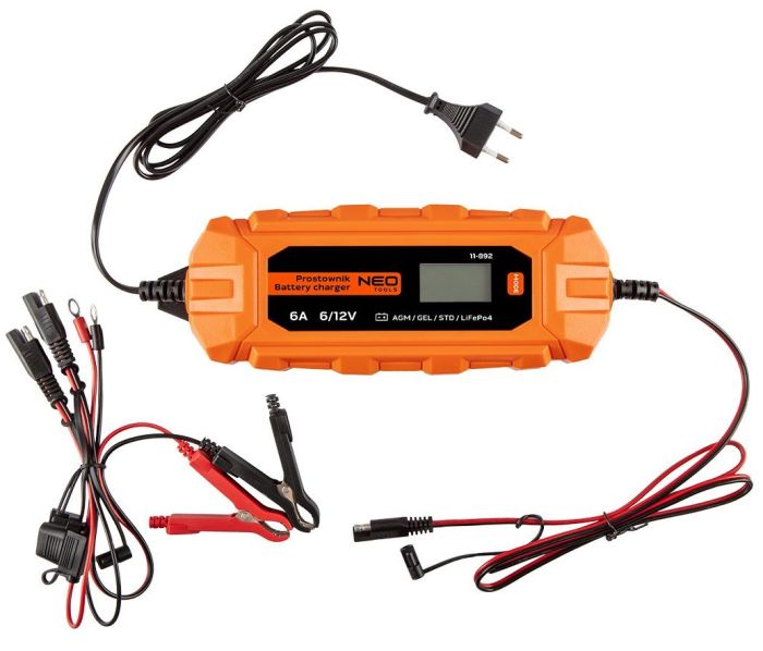Зарядное устройство Neo Tools, 6А/100Вт, 3-150А•ч, для STD/AGM/GEL/LiFePO4 аккумуляторов