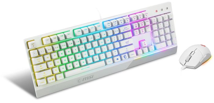 Комплект клавиатура и мышь MSI Vigor GK30 COMBO WHITE UA USB, EN/UKR/RU, RGB, белый