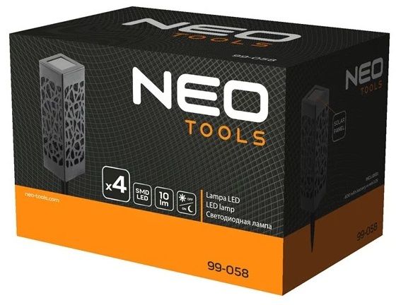 Светильник ландшафтный Neo Tools LED 0.3Вт 10Лм 3000К 600мА•ч автономный датчик сумерек черный