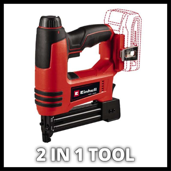 Степлер аккумуляторный Einhell TE-CN 18 Li - Solo, PXC 18В, скобы 16-22/5.7мм, гвозди 15-32/1мм, 20уд/хв, 2.07кг, без АКБ и ЗУ