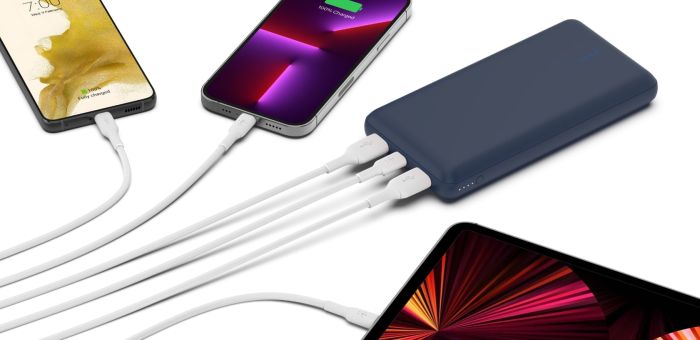 Портативное зарядное устройство Power Bank Belkin 20000мАч, 15Вт, 2хUSB-A/USB-C, синий