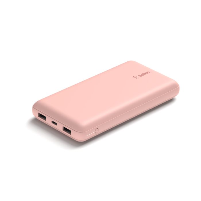 Акумулятор портативний літій-іонний Power Bank Belkin 20000мА·год, 15Вт, 2хUSB-A/USB-C, рожевий