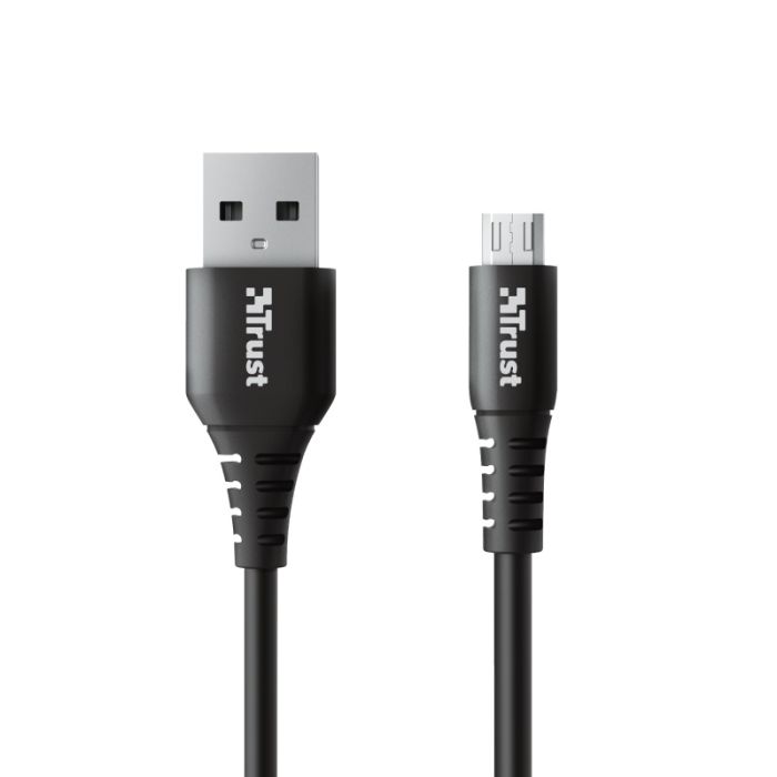 Кабель заряджання/синхронізації Trust Ndura, USB-A > microUSB, 1м, силіконовий, чорний