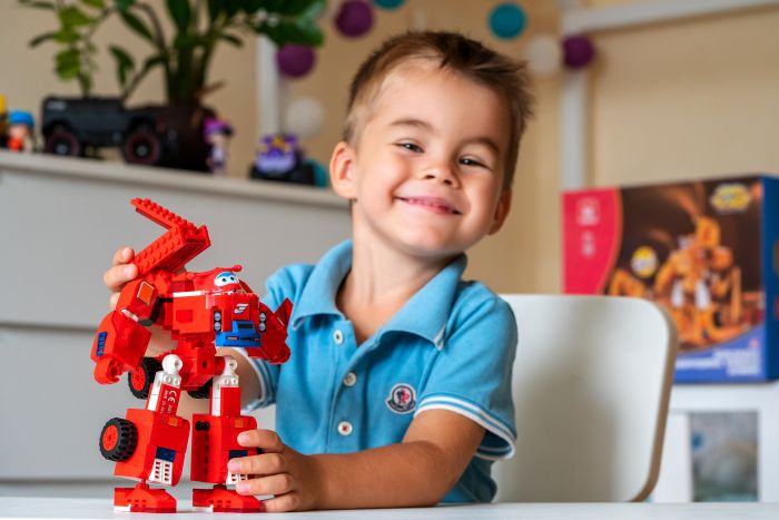 Конструктор-трансформер Super Wings Small Blocks 2in1 Buildable Transforming Vehicle Джетт (Jett)