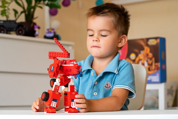 Конструктор-трансформер Super Wings Small Blocks 2in1 Buildable Transforming Vehicle Джетт (Jett)