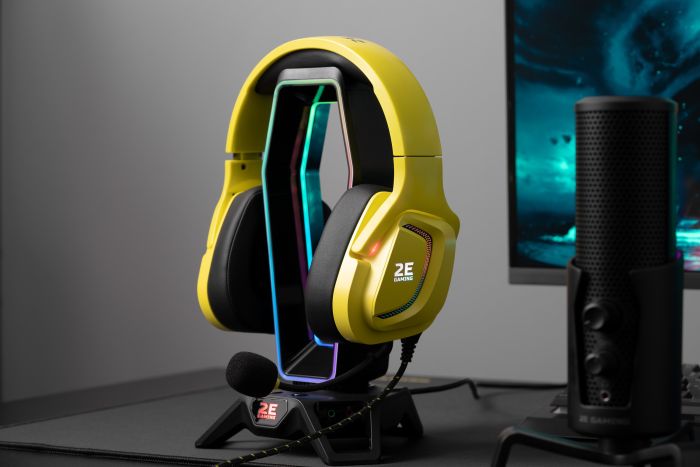 Гарнитура игровая 2E GAMING HG340, mini-jack/dual 3.5mm, RGB, 2м, жёлтый