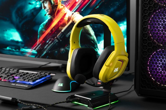 Подставка для гарнитуры 2E GAMING GST320 3в1, 7.1, USB-A, 3xUSB-A/3x3.5мм, RGB, 1.5м, чёрный