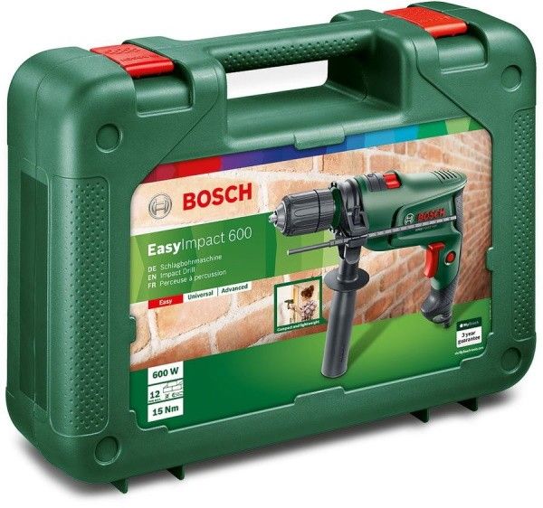 Дрель ударная Bosch EasyImpact 600, 600Вт, ШЗП 1-10мм, 3000об•мин, 1.7кг, кейс