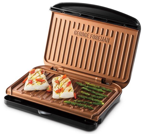 Гриль George Foreman притискний Fit Grill Copper Medium 1630Вт, темп. режимів-1, пластик, чорний