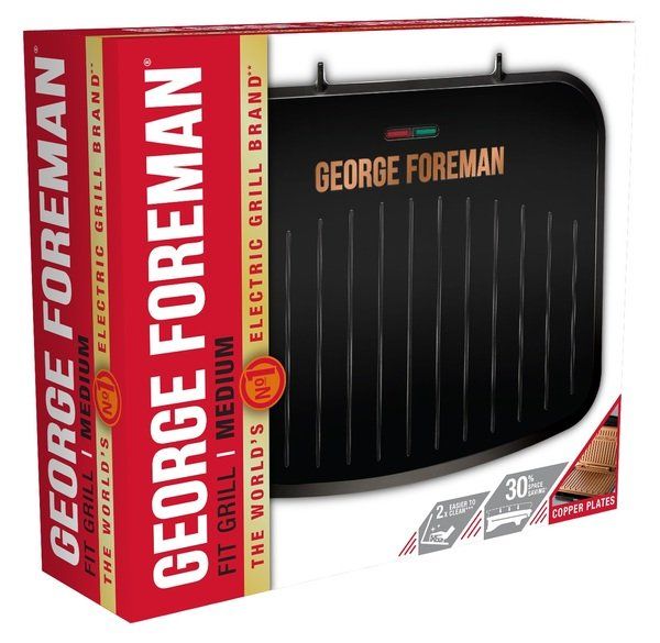 Гриль George Foreman прижимной Fit Grill Copper Medium 1630Вт, темп. режимов-1, пластик, черный