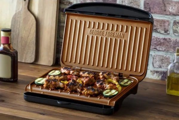 Гриль George Foreman притискний Fit Grill Copper Medium 1630Вт, темп. режимів-1, пластик, чорний