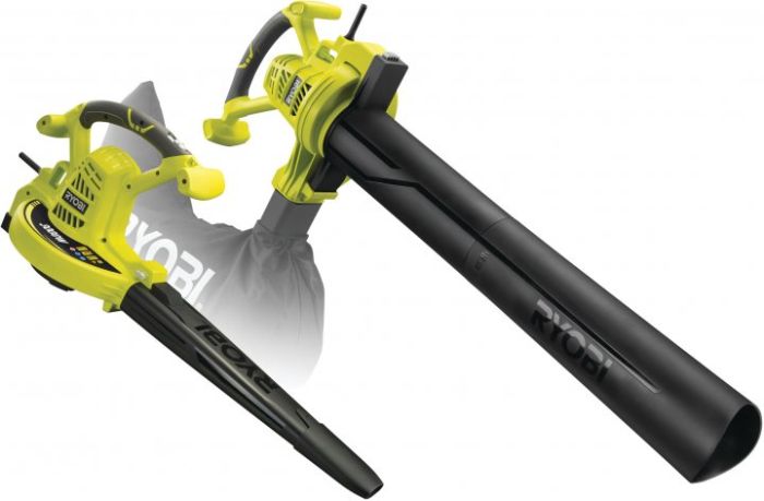 Повітродув-пилосос садовий мережевий Ryobi RBV3000CSV 3000Вт 3в1 375км/год мішок 45л ергоремені Vertebrae 4.2кг