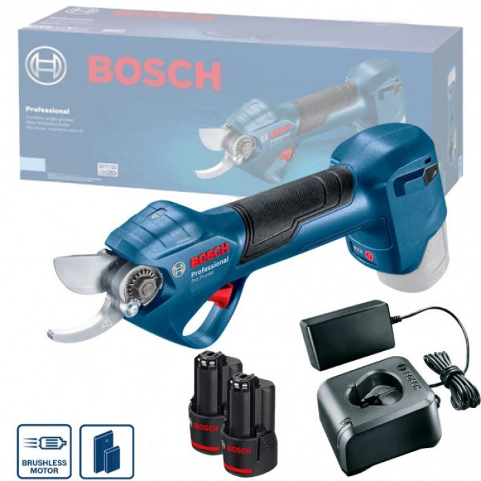 Секатор аккумуляторный Bosch Pro Pruner, 12В, 2х3Ач, d реза 25мм, 1000гр