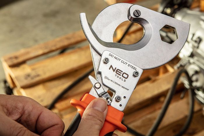 Кабелерез Neo Tools, для медных и алюминиевых кабелей до 52мм, с трещоткой, 325мм, CrV