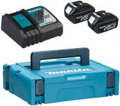 Набор аккумулятора и зарядного устройства   LX BL1830, 2х18В, 3А•час, ЗУ DC18RC, кейс Makpac1 Makita 197952-5