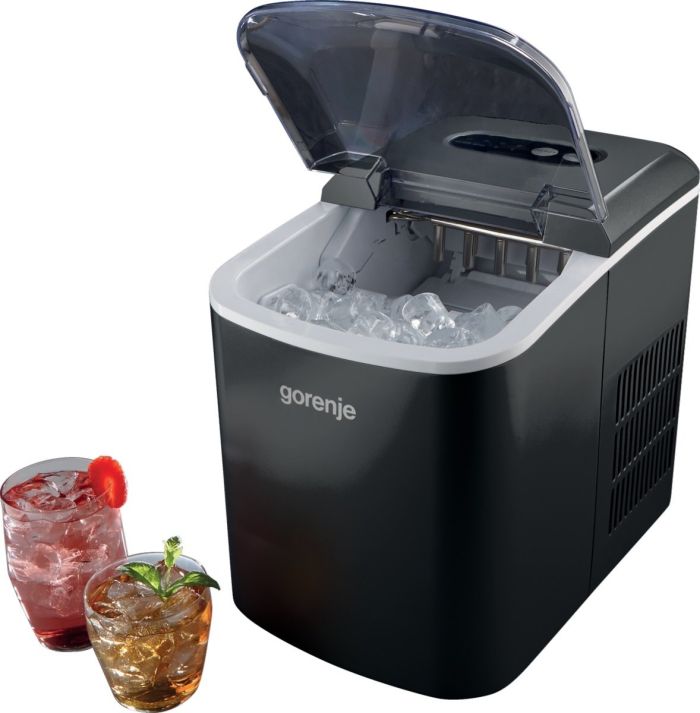 Льодогенератор побутовий Gorenje, 12кг/добу, 2.2л, дисплей, чорний