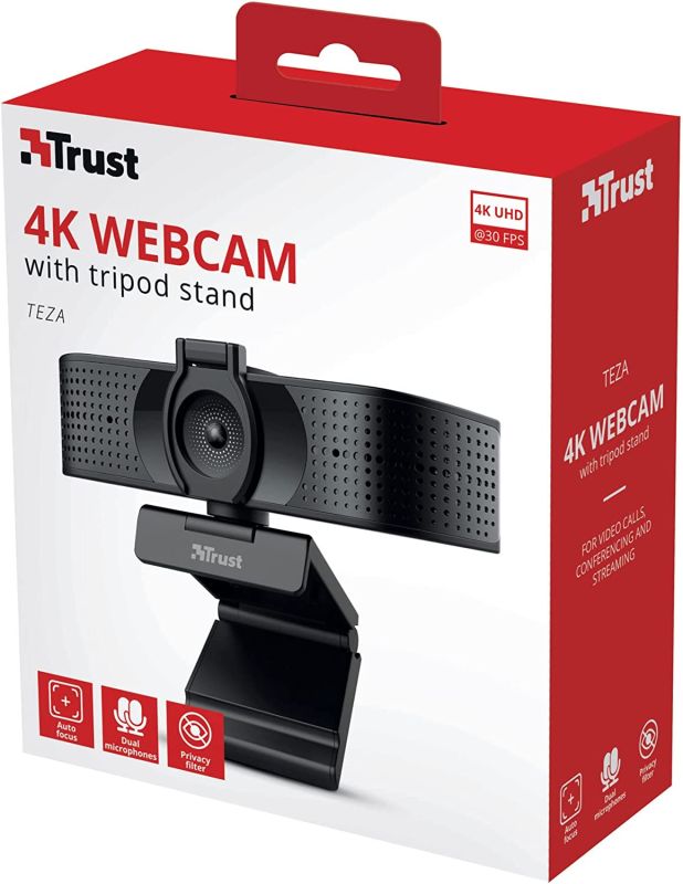 Вебкамера TRUST Teza, 4K Ultra HD, 30 fps, auto focus, Черный