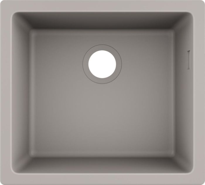 Мийка кухонна Hansgrohe S51, граніт, квадрат, без крила, 500х450х190мм, чаша - 1, врізна, S510-U450, сірий бетон