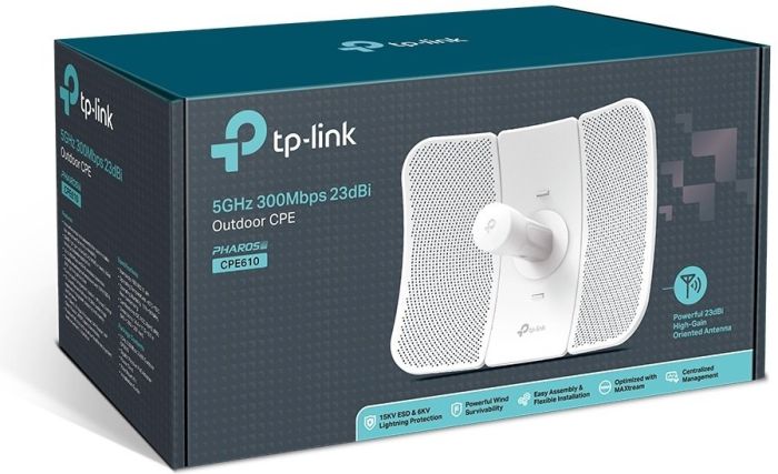 Точка доступа TP-LINK  N300 5ГГц 1xFE LAN, 23 дБи наружн. Passive PoE TP-Link CPE610