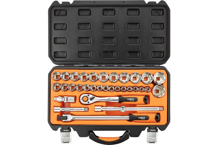 Набор инструментов Neo Tools, набор торцевых головок 1/2", 33шт, CrV