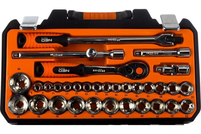 Набор инструментов Neo Tools, набор торцевых головок 1/2", 33шт, CrV