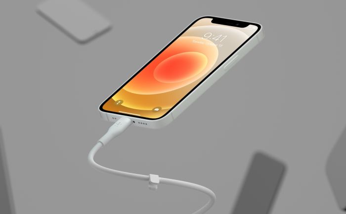 Кабель USB-A > Lightning зарядки/синхронизации Belkin, 1м, силиконовый, с клипсой, белый