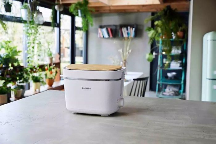 Тостер Philips Series Eco Conscious Edition 830Вт, крышка от пыли, пластик, белый