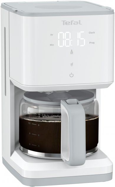 Кавоварка Tefal крапельна Sense 1.25л, мелена, LED-дисплей, сенсор.керування, білий